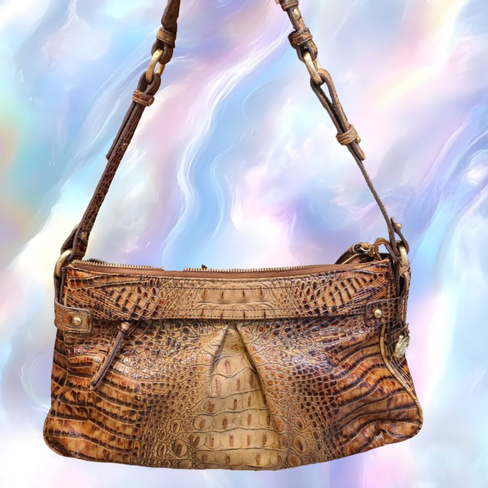 Brahmin Vintage pleated Y2K Baguette Daria shoulder bag EUC - Picture 3 of 16